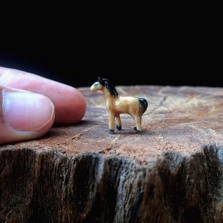 Tiny Horse Ceramic Figurine Handmade Collectibles Dollhouse Miniature Zodiac 2
