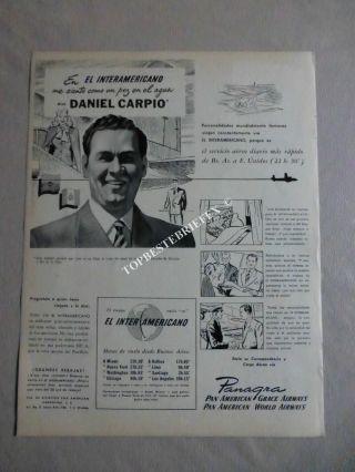 Panagra Pan America Daniel Carpio Ad Old Advertising Pag Argentine Spanish 1940s
