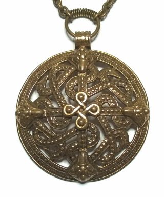 Kalevala Koru Kk Finland - Vintage Bronze Necklace With Viking Motif