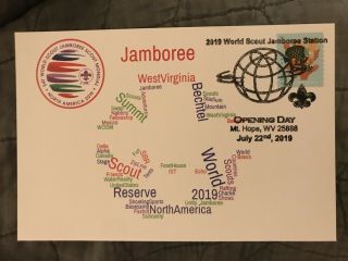 24th 2019 World Scout Jamboree Postcard Maxicard Word Cloud Collage Postmark