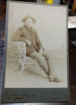 San Francisco Cabinet Card Of Young Indian War / Spanish American War Soldier
