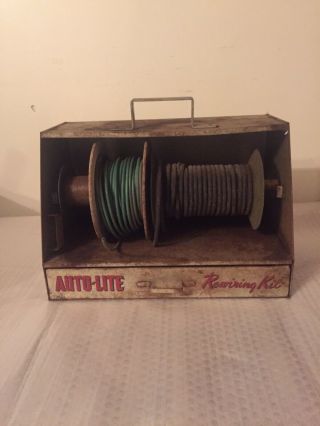 Vintage Auto - Lite Wire - Cable Automobile Cabinet Caddy Display Gas Oil With Wire