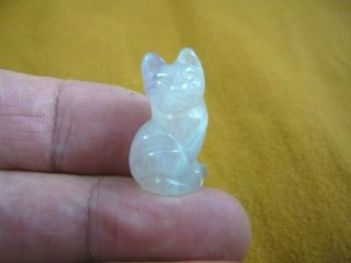 Y - Cat - Si - 507 Sit Kitty Cat Gemstone Clear Quartz Crystal Gem Cats Stone Carving