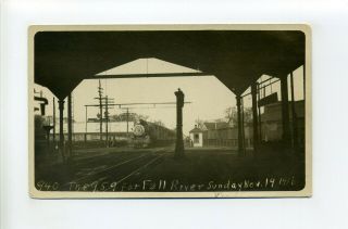 Taunton Ma Mass 1916 Rppc Real Photo Postcard,  Railroad Train In Station