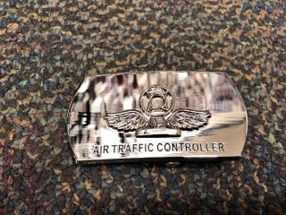 Us Navy Air Traffic Controller (ac) Rate Silver Belt Buckle Military