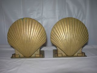 Only For Laurabeth9 - Vintage Nautical Brass Clam Shell Bookends Seaside -