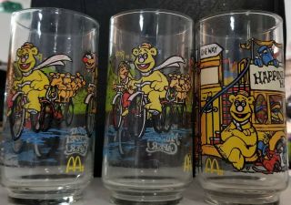 Vintage 1981 The Great Muppet Caper Mcdonalds Glasses Set Of 3 Kermit Fozzie