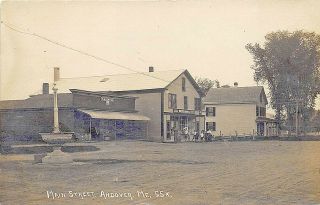 Andover Me Dirt Street Business District Storefronts Rppc Postcard