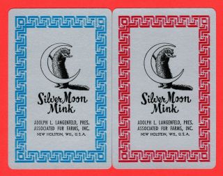 2 Single Vintage Playing/swap Cards Animals Mink Moon Advert Silver Moon A26