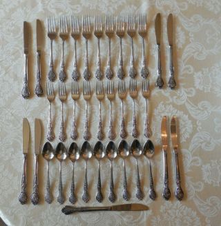 36 Normandy Rose Stainless Flatware Knives Spoons Dinner & Salad Forks Japan