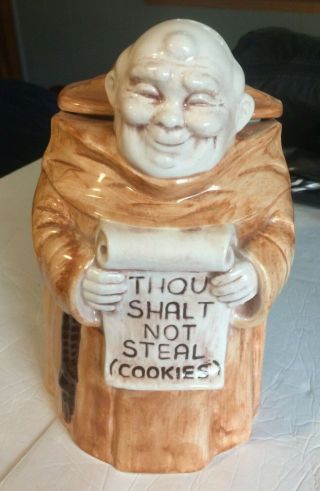 Treasure Craft Usa Ceramic Monk Cookie Jar Thou Shalt Not Steal Cookies