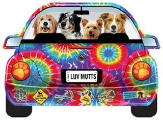 I Luv Mutts - Mixed Breeds - Pupmobile Magnet - Tie Dye