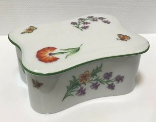 Vintage Tiffany & Co Gda Limoges " Tiffany Garden " Floral Butterfly Trinket Box