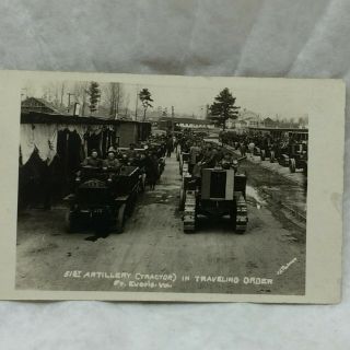 Vintage Real Photo Military Postcard 51st Artillery Tractor Azo