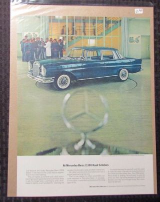 1963 Mercedes Benz 220s Sedan 10x13.  5 " Automobile Color Print Ad Fn,  6.  5