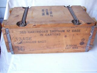 Wooden Military Small Arms Ammo Box 12 Ga Shotgun With Lid Wwii