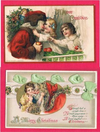 John Winsch Santa Claus Merry Christmas 1914 And 1920 Post Cards
