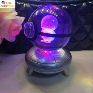 Crystal Pokemon Piplup 3d Led Night Light Table Lamp 7 Color Xmas Gift Pokeball
