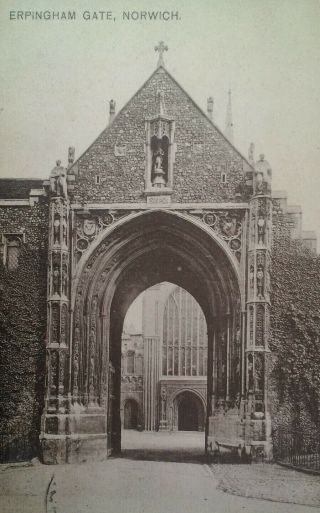 Norwich Uk Antique Postcard Early 1900s Rare Erpingham Gate