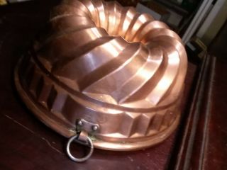 Vintage Copper Bundt Cake Pan Jello Mold Germany Wagner Tin Lined 9 "