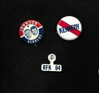 3 Robert F.  Bobby Kennedy 1964,  1968 Campaign Buttons: Ny Us Senate,  Hopeful