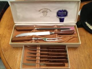 Sheffield Carving Knife Set,  6 Steaks Knives - S.  Steel - Nwot