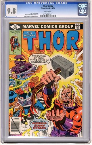 Thor 286 Cgc 9.  8 Nmmt White Pages 8/79 Keith Pollard & Al Milgrom Cover