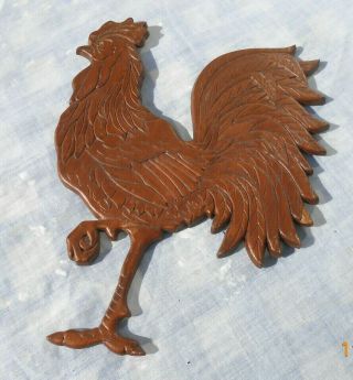 Vintage Hand Carved Wooden Rooster Wall Hanging