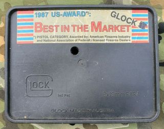 Glock Austria Vintage Model Glock 17 9mm Tupperware Box 1987 Us Award Sticker