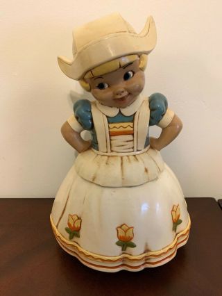 Vintage Twin Winton Cookie Jar Dutch Girl By California Pottery Darling 13”