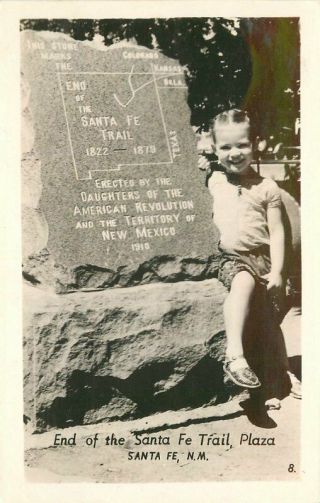 1940s Historical Marker Santa Fe Trail Mexico Rppc Photo Postcard 6199