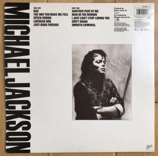Michael Jackson ‎– Bad 12” Vinyl LP Rock Funk Soul Pop 1987 450290 1 2