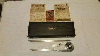 Vintage Starrett Univ.  Bevel Protractor C359 Series With 7&12 " Blades, .