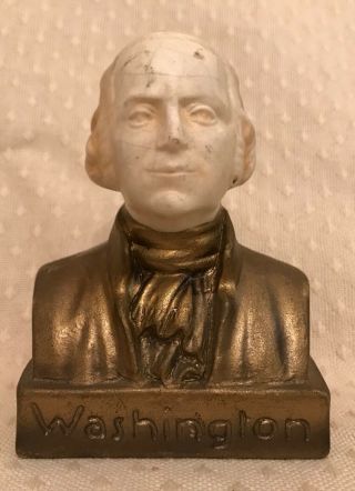 Vintage Antique Bisque Small Bust President George Washington 2333 Gold White