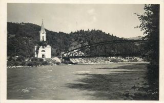 Eastern Europe Ukraine Rakhiv Raho 1941 Real Photo Postcard Bridge Church