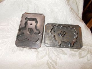 2 Vintage Metal Cookie Cutters Sheep/lamb And Bear