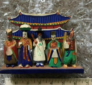 Vintage Hand Carved Wooden Asian Traditional Folk Art Wood Carving 1940s