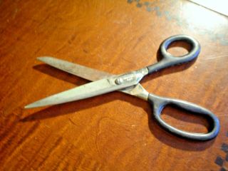 Vintage Scissors Black Rubber Handles 7 " Long Made In Usa Forged Steel