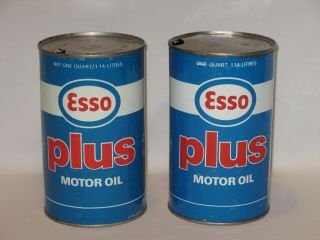 Vintage Variant Esso Plus Motor Oil Quart Tins - Canada