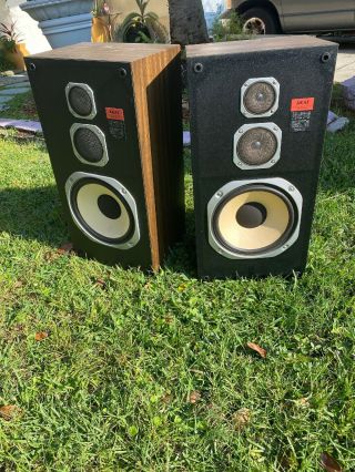 Vintage Pair Akai Sr La201 3 Way Floor Speakers