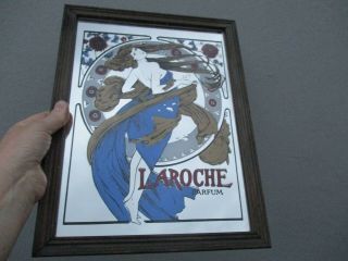 A Vintage Laroche Parfum Art Nouveau Style Mucha Style Picture Mirror - Framed.
