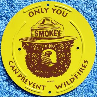Usfs Us Forest Service Smokey Bear 4 1/2 " Inch Boundary Marker Metal Sign