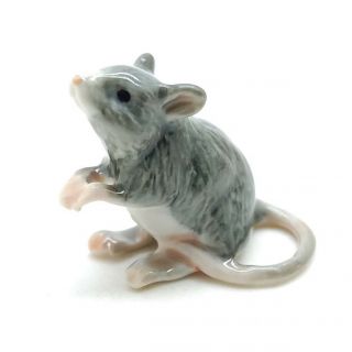 Rat Mouse Mice Ceramic Figurine Animal Tiny Gray Grey Statue - Cck137