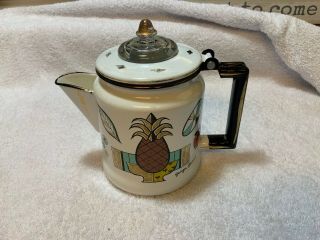 Vintage Georges Briard Ambrosia Enamel Coffee Percolator Pot Lid & Filter Nr Mnt