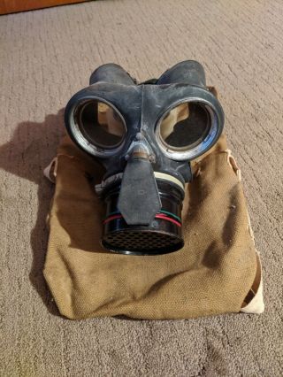 1941 Ww2 British Military Gas Mask With Bag