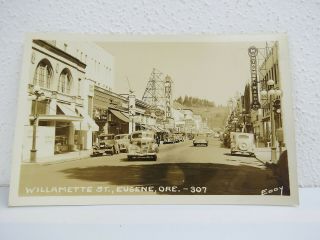 Rppc Eugene Oregon Photograph 1940s Willamette Street Rex Mcdonald Bowling