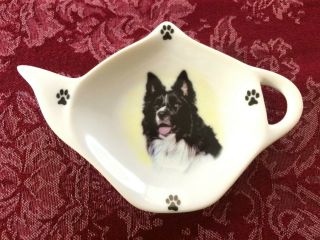 Border Collie Handmade Ceramic - Porcelain Tea Bag Holder Spoon Rest Gift Pet