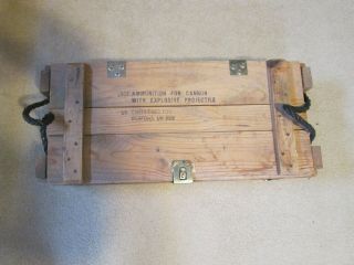 Ammunition For Cannon Box Crate Wood Wooden Military 27 " X 12 " X 7 " Rope Handles