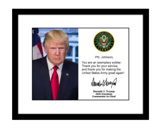 Personalized Donald Trump 8x10 Signed Photo Your Name Autographed Us Army