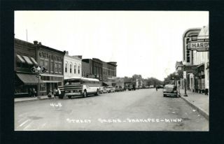 Shakopee Minnesota Mn 1950 Rppc Main St,  Greyhound Bus - Omaha,  Theater,  Drugs,